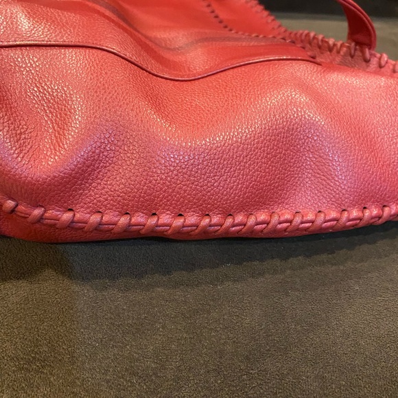 YSL Red Pebble Leather Tote Bag - Picture 7 of 16